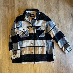Black, Camel and Cream Flannel Shacket